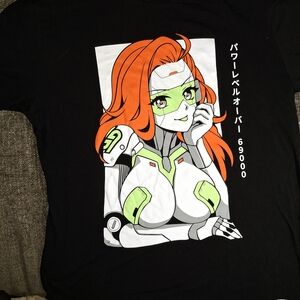 Anime Graphic Tee with Orange and Green Design